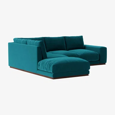 Habitat Swoon Denver Velvet Left Hand Corner Sofa - Kingfisher Blue