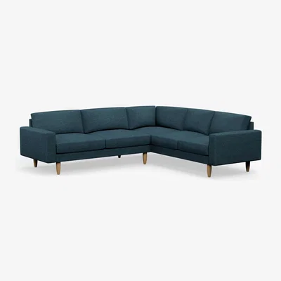 Habitat Hutch Fabric Block Arm 6 Seater Corner Sofa - Aegean Blue