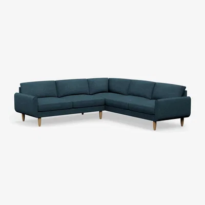 Habitat Hutch Fabric Round Arm 7 Seater Corner Sofa - Aegean Blue