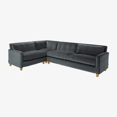Habitat Habitat Chester Right Corner Velvet Sofa - Dark Grey