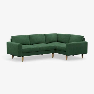 Habitat Hutch Velvet Block Arm 4 Seater Corner Sofa - Sage Green