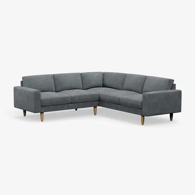 Habitat Hutch Plus Velvet Block Arm 5 Seater Corner Sofa- Slate Grey