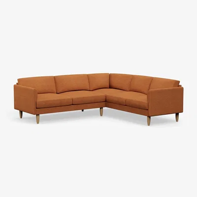 Habitat Hutch Fabric Curve Arm 6 Seater Corner Sofa - Rust