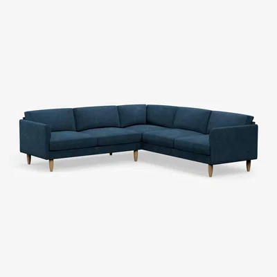 Habitat Hutch Velvet Curve Arm 7 Seater Corner Sofa - Ink Blue