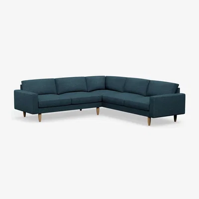 Habitat Hutch Fabric Block Arm 7 Seater Corner Sofa - Aegean Blue