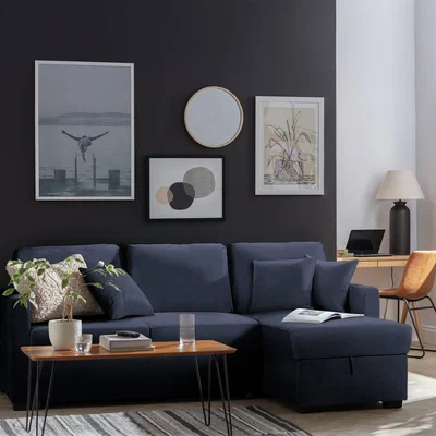 Habitat Habitat Reagan Fabric Right Hand Corner Sofa Bed - Navy