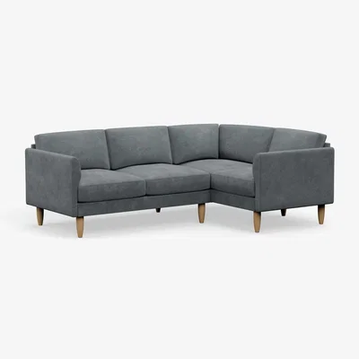 Habitat Hutch Velvet Curve Arm 4 Seater Corner Sofa - Slate Grey