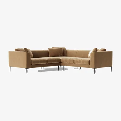 Habitat Swoon Alena Velvet 5 Seater Corner Sofa - Biscuit