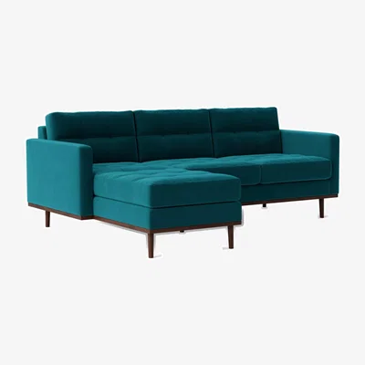 Habitat Swoon Berlin Velvet Left Hand Corner Sofa - Kingfisher Blue