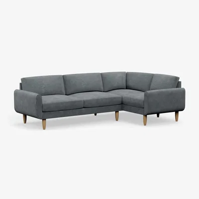 Habitat Hutch Slim Velvet Round Arm 5 Seater Corner Sofa- Slate Grey