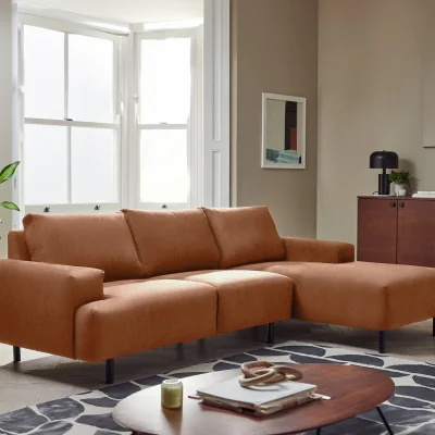 Habitat Habitat Julien Faux Leather Right Hand Corner Chaise Sofa - Tan