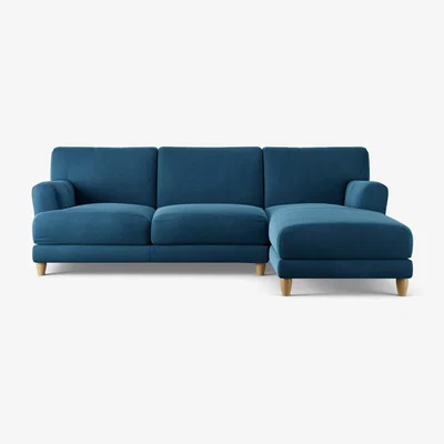 Habitat Habitat Askem Velvet Right Hand Corner Sofa-Ink Blue-Ash Leg