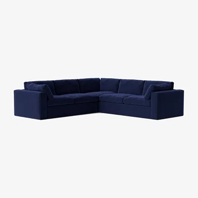 Habitat Swoon Seattle Velvet 5 Seater Corner Sofa - Ink Blue