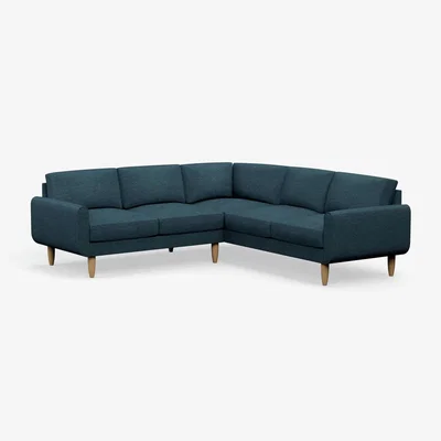 Habitat Hutch Plus Fabric Round Arm 5 Seater Corner Sofa-Aegean Blue