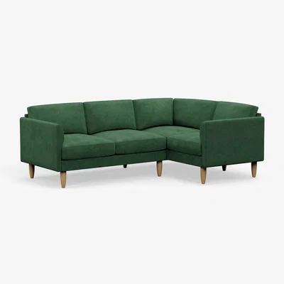 Habitat Hutch Velvet Curve Arm 4 Seater Corner Sofa - Sage Green