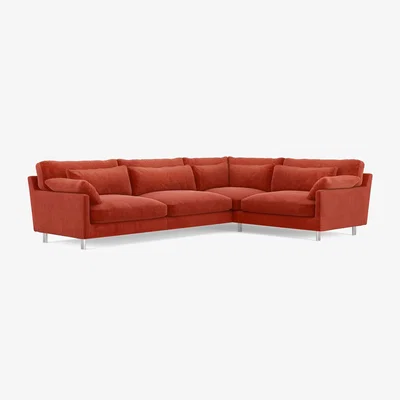 Habitat Habitat Cuscino Left Corner Velvet Sofa - Orange