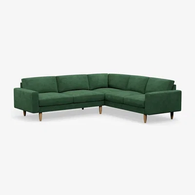 Habitat Hutch Velvet Block Arm 6 Seater Corner Sofa - Sage Green
