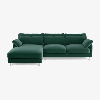 Habitat Habitat Cuscino Velvet Corner Chaise Sofa - Emerald Green