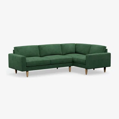 Habitat Hutch Slim Velvet Block Arm 5 Seater Corner Sofa- Sage Green