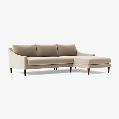 Habitat Swoon Turin Velvet Right Hand Corner Sofa - Taupe