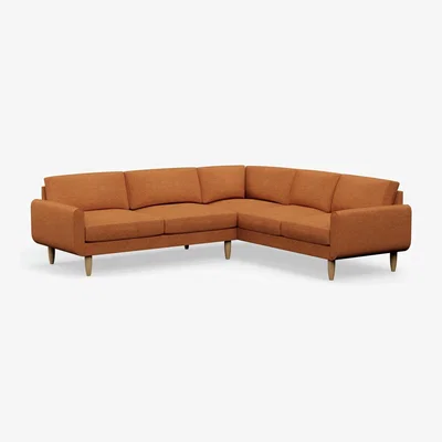 Habitat Hutch Fabric Round Arm 6 Seater Corner Sofa - Rust