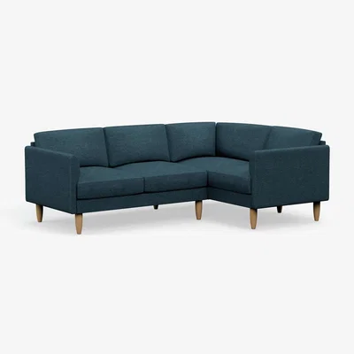 Habitat Hutch Fabric Curve Arm 4 Seater Corner Sofa - Aegean Blue