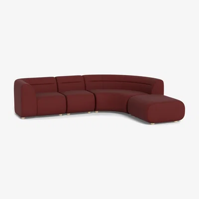 Heal's Heal's Lilli Right Hand Facing Curved Corner Sofa Capelo Linen-Cotton Etruscan Red Natural Feet