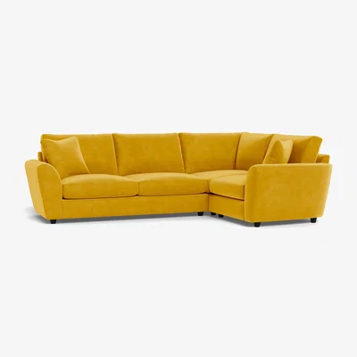 Heal's Heal's Snooze Right Hand Facing Corner Sofa Smart Luxe Velvet Canary Black Feet - Heal's UK Furniture