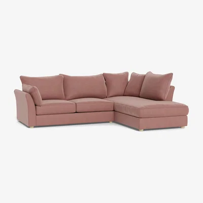 Heal's Heal's Tailor Right Hand Facing Corner Sofa Smart Luxe Velvet Dusky Pink Natural Beech Feet
