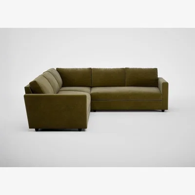 Heal's Heal's Nimbus II Corner Sofa Smart Luxe Velvet Peridot Black Feet