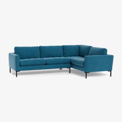 Heal's Heal's Eton Right Hand Facing Corner Sofa Smart Velvet Ocean Brass Feet - Heal's UK Furniture
