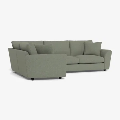 Heal's Heal's Snooze Left Hand Facing Corner Sofa Boucle Tweed Lapis Black Feet