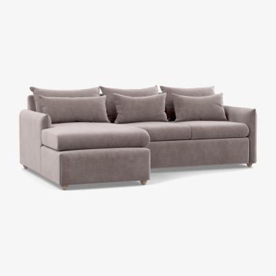 Heal's Heal's Pillow Medium LHF Corner Chaise Sofa Smart Luxe Velvet Mushroom Black Painted Oak Feet - Heal's UK Furniture