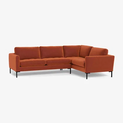 Heal's Heal's Eton Right Hand Facing Corner Sofa Velvet Russet Brass Feet