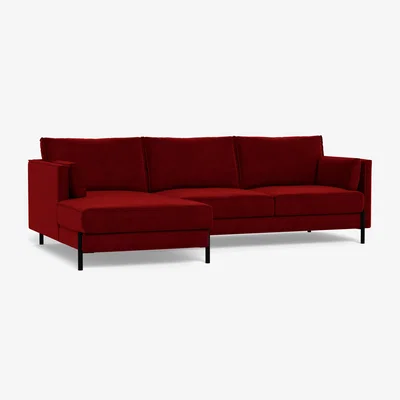 Heal's Heal's Tortona Left Hand Facing 4 Seater Corner Chaise Smart Luxe Velvet Mulberry Black Feet