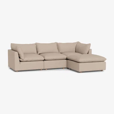 Heal's Heal's Astrid Right Hand Facing Corner Sofa Boucle Tweed Pearl Walnut Stained Beech Feet