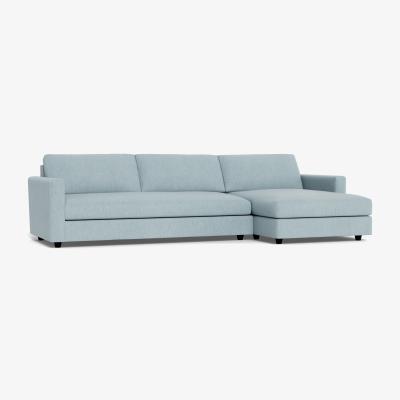 Heal's Heal's Nimbus II Complete 4 Seater Corner Chaise RHF Smart Linen Mix Duck Egg Black Feet