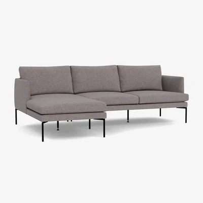 Heal's Heal's Matera Corner Chaise Sofa LHF Loop Boucle Granite Black Feet - Heal's UK Furniture