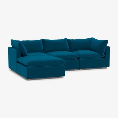 Heal's Heal's Astrid Left Hand Facing Corner Sofa Velvet Teal Natural Beech Feet