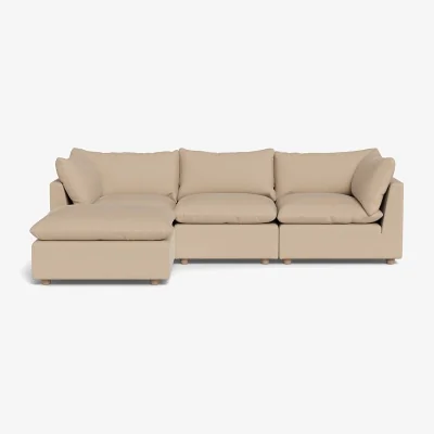 Heal's Heal's Astrid Left Hand Facing Corner Sofa Smart Cotton Linen Myrtle Walnut Stained Beech Feet