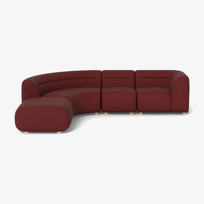 Heal's Heal's Lilli Left Hand Facing Curved Corner Sofa Capelo Linen-Cotton Etruscan Red Natural Feet