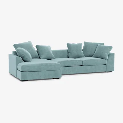 Heal's Heal's Cumulus Left Hand Facing Corner Sofa Smart Luxe Velvet Mineral Blue Black Feet