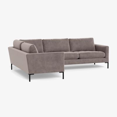 Heal's Heal's Eton Left Hand Facing Corner Sofa Smart Luxe Velvet Mushroom Black Feet - Heal's UK Furniture