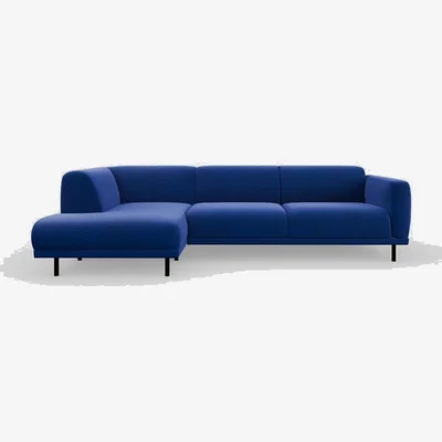 Heal's Heal's Harri 3 Seater Left Hand Facing Chaise Sofa Smart Luxe Velvet Azure