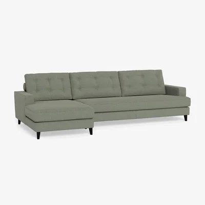 Heal's Heal's Mistral Left Hand Facing Corner Sofa Boucle Tweed Lapis Black Beech Feet