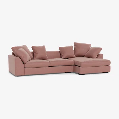 Heal's Heal's Cumulus Right Hand Facing Corner Sofa Smart Luxe Velvet Dusky Pink Black Feet