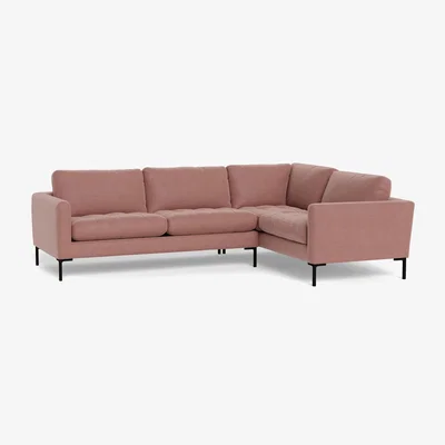 Heal's Heal's Eton Right Hand Facing Corner Sofa Smart Luxe Velvet Dusky Pink Brass Feet
