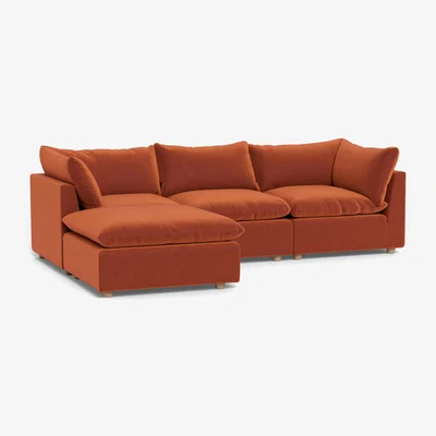 Heal's Heal's Astrid Left Hand Facing Corner Sofa Velvet Russet Natural Feet