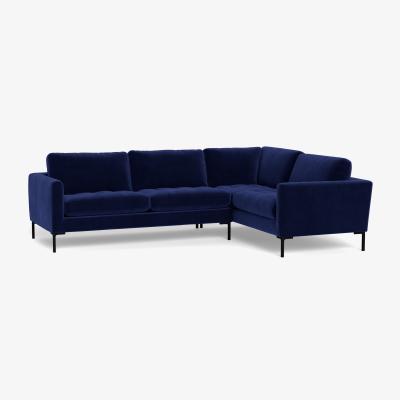 Heal's Heal's Eton Right Hand Facing Corner Sofa Smart Luxe Velvet Midnight Black Feet - Heal's UK Furniture