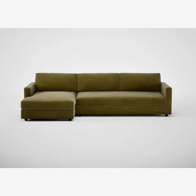 Heal's Heal's Nimbus II Chaise Sofa LHF Smart Luxe Velvet Peridot Black Feet